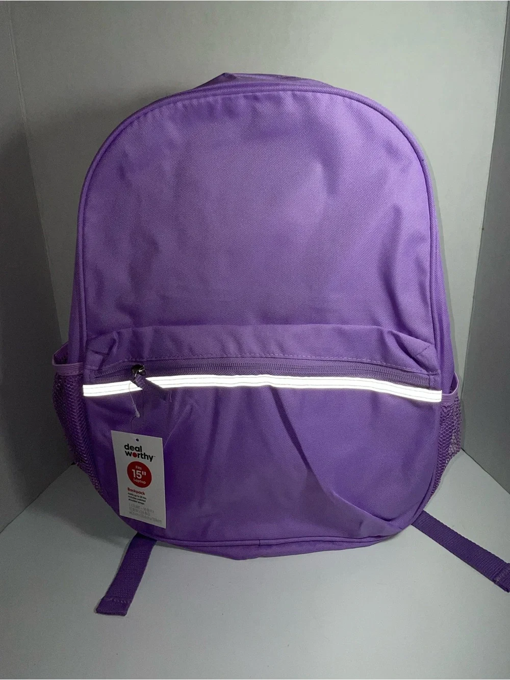 Purple Backpack with Front Zip Pocket Fits 15